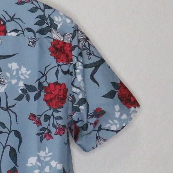 Boohoo* Men's Short Sleeve‎ Button Down Curved Hem Floral Shirt~ Size Medium - Picture 13 of 13